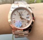 Copy Rolex Day-Date 36mm Oyster Rose Gold Roman Markers White Dial Man's Watch